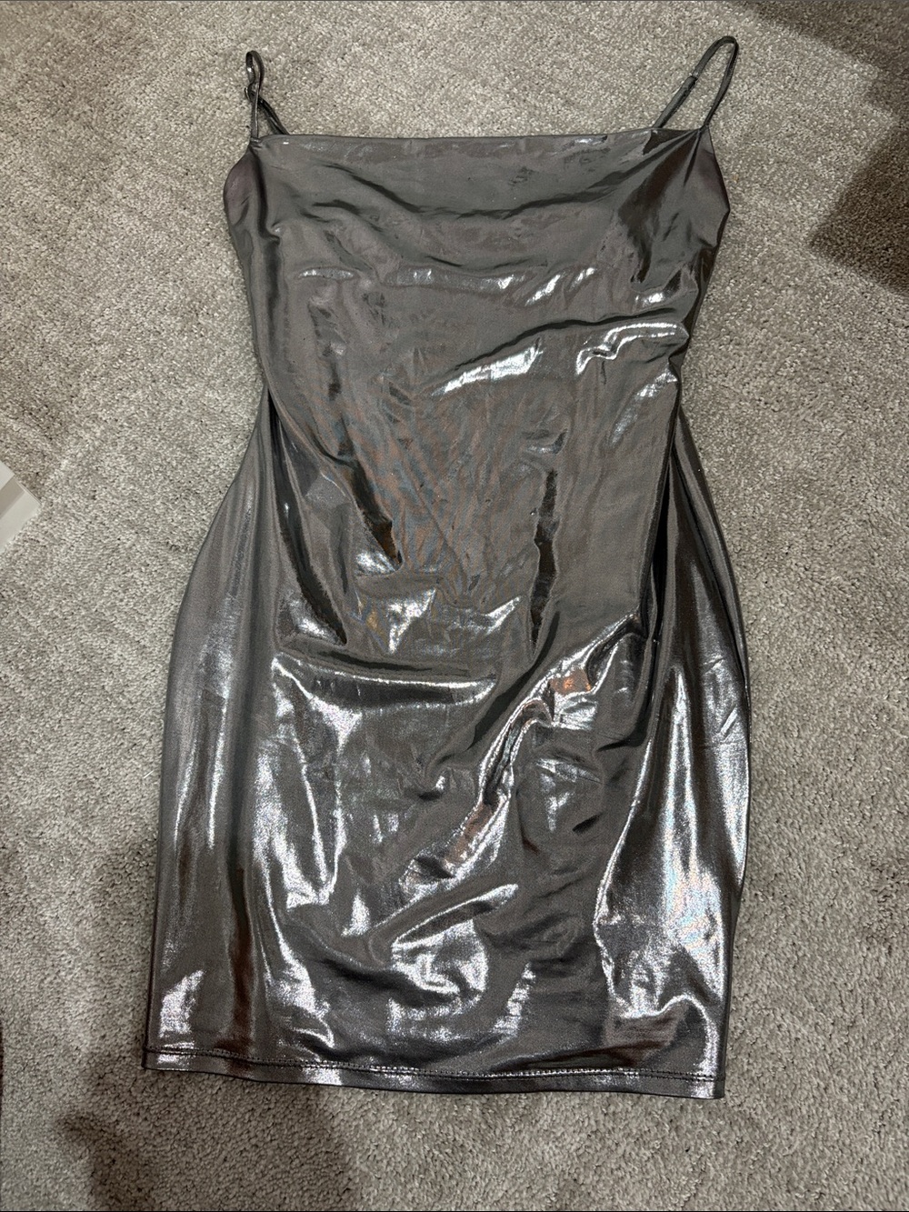 Forever 21 Metallic Silver Spaghetti-Strap Mini Dress